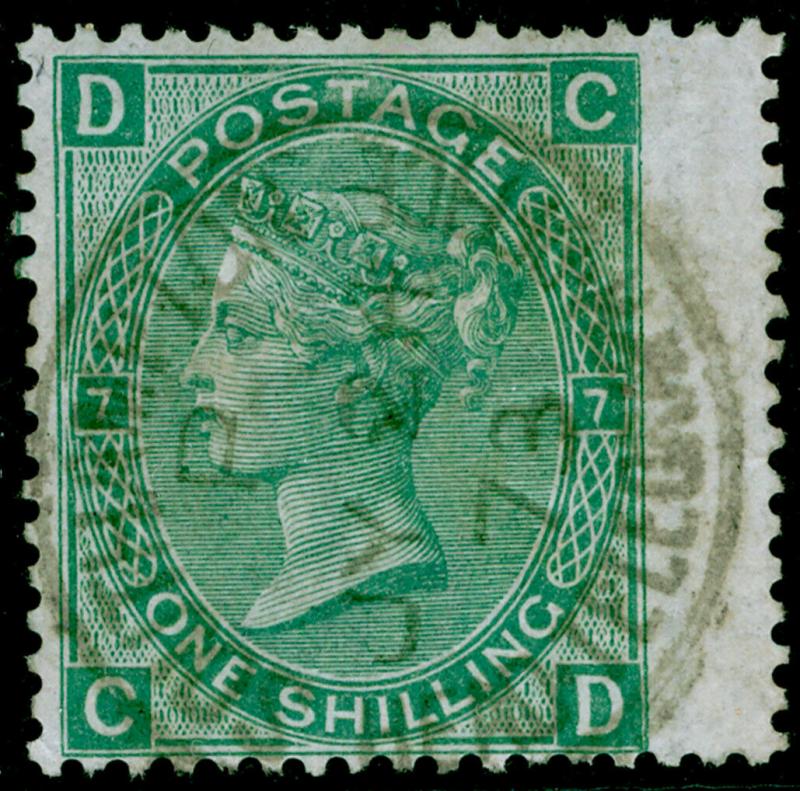 SG117, 1s green plate 7, FINE USED, CDS. Cat £90. CD