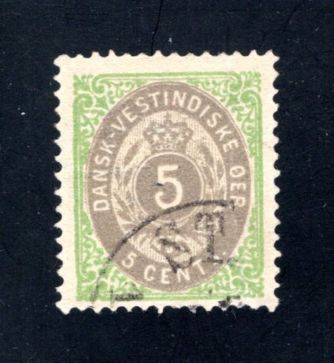 Danish West Indies #8b,  F/VF,  Used  CV $20.00 ....1630008