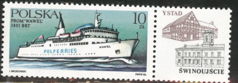 Poland Scott 2730 MNH** 1986 Ferryboat stamp