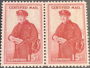 U.S.# FA1-MINT NEVER/HINGED---PAIR---CERTIFIED MAIL---1955