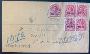 1919 Turks & Caicos Island Cover To Port Washington USA Tax War Stamp