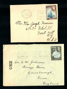 Lot2m Bermuda cover Examined 1944Slogan England Cover front only 1938 slogan USA