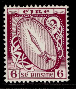 IRELAND GVI SG119, 6d claret, LH MINT.