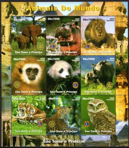 Sao Tome and Principe 2005 Animals/Panda/Tigers/Owl/ Sheetlet (9) Perforated