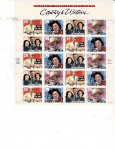 Western & Country Music Singers 29c US Postage Sheet #2771-74  VF MNH