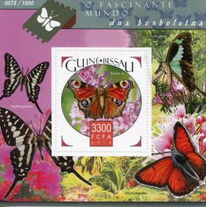 Guinea-Bissau 2015 MNH Butterflies 1v S/S Insects Peacock Butterfly Stamps