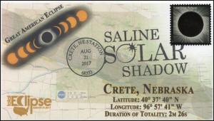 17-213, 2017, Total Solar Eclipse, Crete NE, Event Cover, Pictorial Cancel