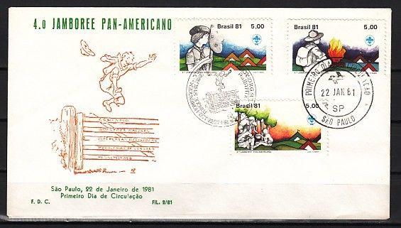 Brazil, Scott cat. 1730-1732. Pan American Scout Jamboree. #5 First day cover.