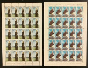 ICELAND #378-9, Complete Eagle & Costume set in Sheets of 25, NH, VF, scarcer,