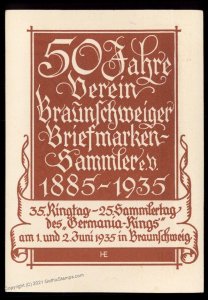 Germany 1935 Braunschweig Stamp Show 3pf Private Postal Card Cover Advert G99294