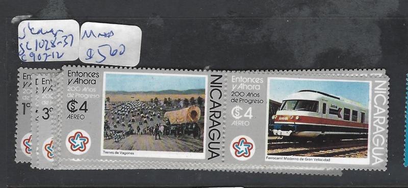 NICARAGUA (P1008B) TRAINS SC 1028-1037, C907-912   MNH