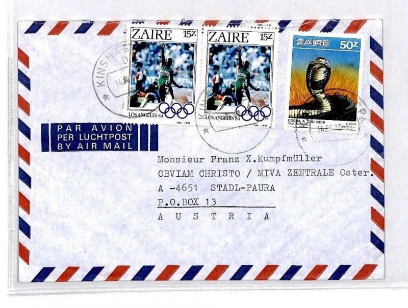 CM345 *ZAIRE* Missionary Air Mail MIVA Austria Cover