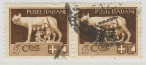 Italy Kingdom Imperial Issue 1929-42 Wmk Crown 5c Used Pair A18P33F636