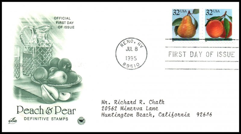 US 2488b Peach and Pear PCS Artcraft Variety Typed FDC