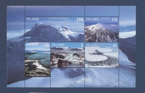 ICELAND - Scott 1109 - MNH S/S - complete booklet pane - glaciers - 2007