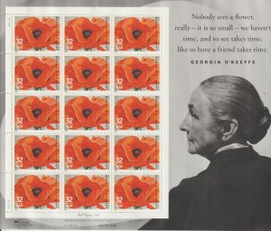 Scott# 3069 1996 32c Georgia O'Keeffe VF MNH Sheet