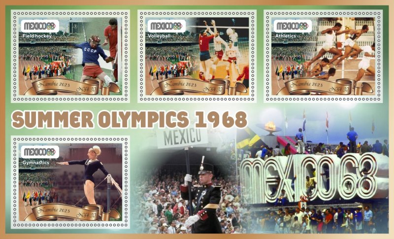 Stamps.Olympic Games 1968 1+1 sheets  perforated 2023 year Namibia