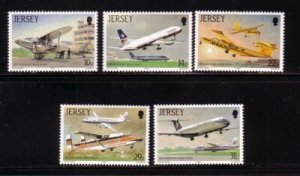 Jersey Sc 418-22 1987 Jersey Airport Anniversary stamp set mint NH