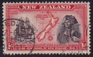 New Zealand - 1940 - Scott #230 - used - Sailship Map Cook