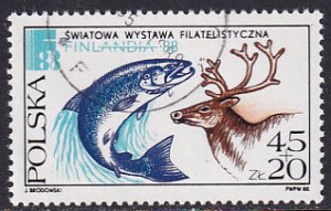 Poland  1988 Sc B147 Salmon Reindeer FINLANDIA88 Philatelic Exhibit Stamp CTO NH