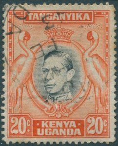 Kenya Uganda and Tanganyika 1938 SG139a 20c black and orange KGVI cranes p14 #6