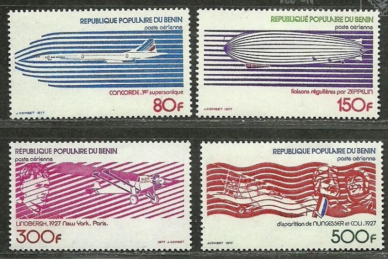 BENIN 1977 Very Fine MNH Stamps Aviation & Zeppelin Sc.# C265-68, Michel 93-96