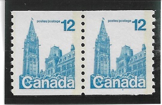 1977 Canada 729 12p Parlaiment MNH coil pair