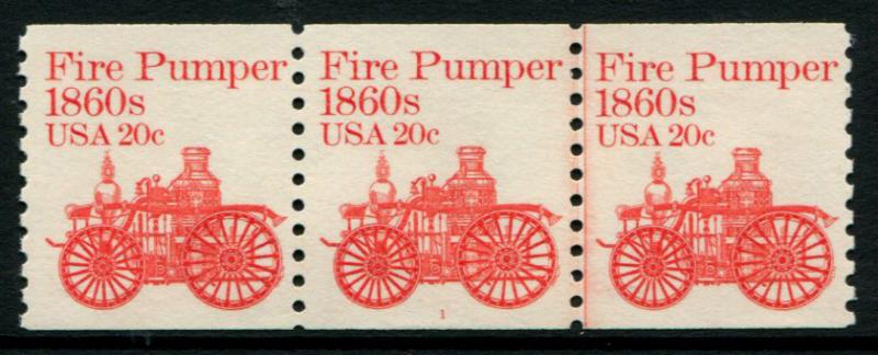 1908 US 20c Fire Pumper coil, MNH PNC3 #1
