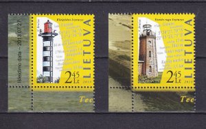 Lithuania Litauen 2013 Lighthouses 2v MNH Stamps Set
