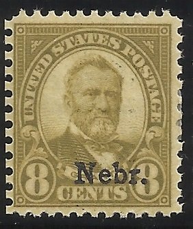 677  8c Nebr Overprint MHR F/VF Centering