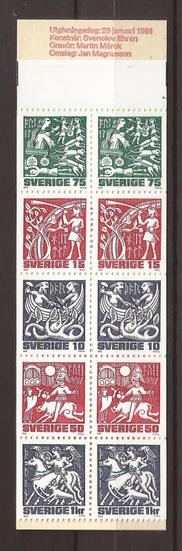 1981 Sweden -Sc 1350a -MNH VF- Complete Booklet - Norse Mythological Characters