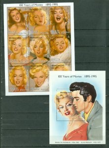 MONTSERRAT 1995 MARILYN MONROE-ELVIS #860-861 SET SOUV. SHEETS MNH...$18.00