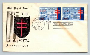 1965 Philippines FDC - Anti TB Semi Postal Surcharge - UA - Pair - F5559