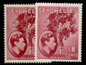 SEYCHELLES GVI SG139ca + 139cb, 18c SHADE VARIETIES, M MINT. Cat £54.