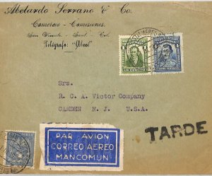 COLOMBIA SCADTA Air Mail Cover Barranquilla USA NJ Camden 1932{samwells}XT41