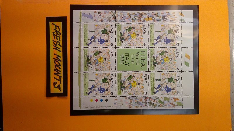 Ireland 1990 F.I.F.A. Scott# 800c Mini-Sheet (8+Label) Mint XF NH Complete