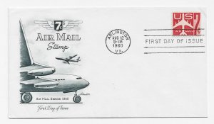 US C60 (Me-5) 7c Red Jet Airliner single on FDC Artmaster Cachet ECV $7.50