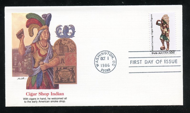 US 2243 American Folk Art - Woodcarved UA Fleetwood cachet FDC