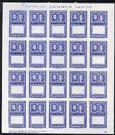 Liberia 1952 Ashmun 5c ultramarine imperf proof sheet of ...