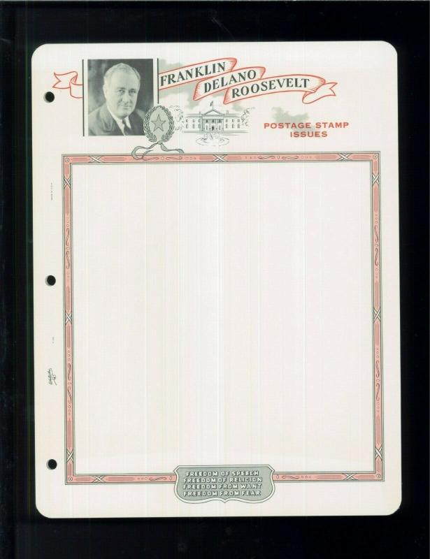 White Ace Stamp Album Pages Franklin D. Roosevelt Topical Blank Pages Pack of 12