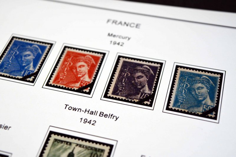 COLOR PRINTED FRANCE 1941-1965 STAMP ALBUM PAGES (55 illustrated pages)