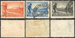 Australia SG147/9 1934 set of 3 mixed perf (3d tiny tear at base)