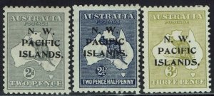 NWPI NEW GUINEA 1918 KANGAROO 2D 2½D AND 3D 3RD WMK