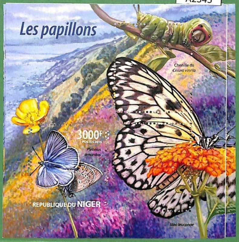 A2345 - NIGER - ERROR - MISPERF stamp sheet 2015 The Butterflies