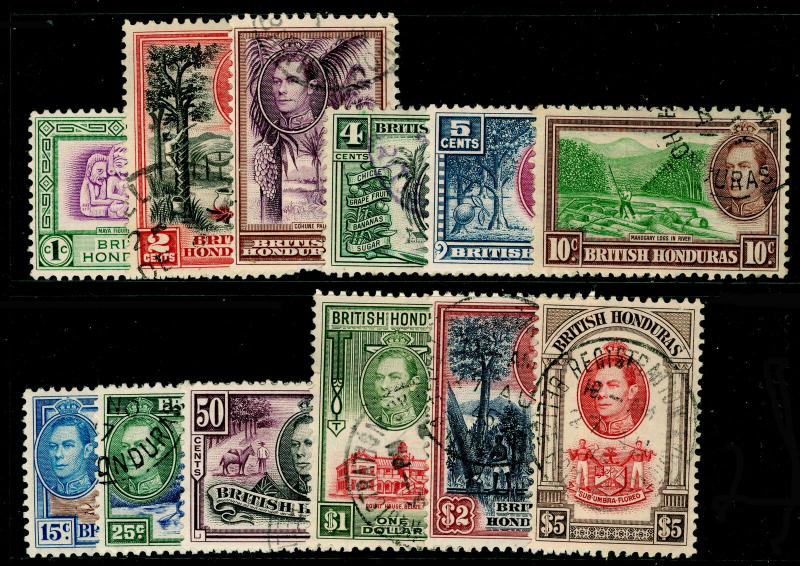 BRITISH HONDURAS SG150-161, COMPLETE SET, FINE USED. Cat £95.