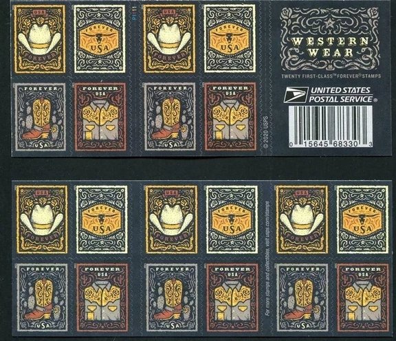 Western Wear 2021 Forever stamps 2 books total 40 stamps