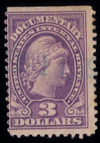 US SCOTT R219 USED LIGHTLY CANCELLED $3 PURPLE FINE