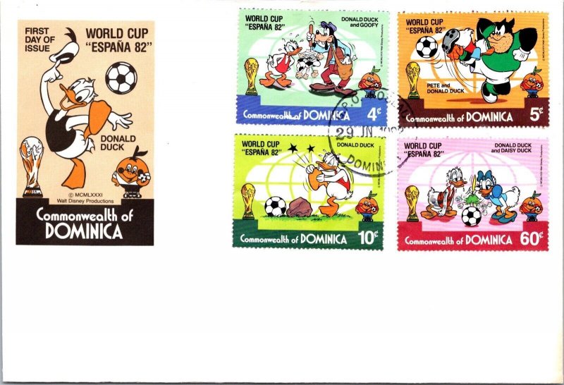 Dominica FDC 1981 - World Cup, Donald Duck - Roseau - Block of 4 - F65025