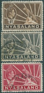 Nyasaland 1938 SG131-133a KGVI Symbol of the Protectorate (3) FU