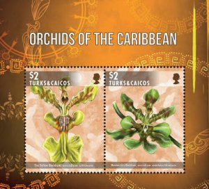 Turks And Caicos 2014 - ORCHIDS Flowers - Souvenir Stamp Sheet Scott #1528 - MNH